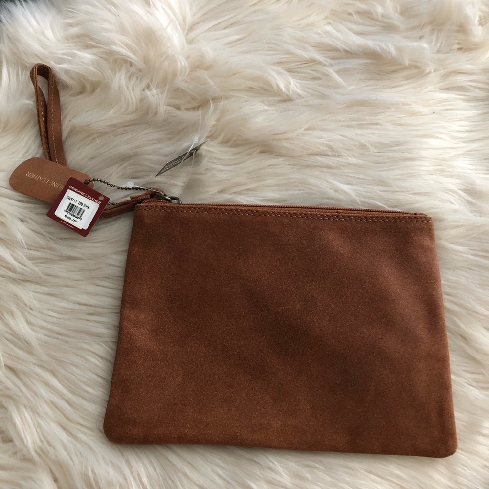 Great American Leather Works tan leather wristlet. NWT